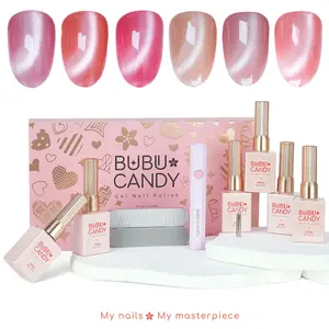 Exclusive to cecypatry 15ML 6PCS Cherry Blossom and Snow Aurora Pink Shimmer Cat Eye Gel Polish Collection With LED Light x1,Rubbing Stripsx2, Soak-Off Formula,LED/UV Activated,Perfect For Salon-Quality Manicures At Home,Liquid gel nails,Spring Nails