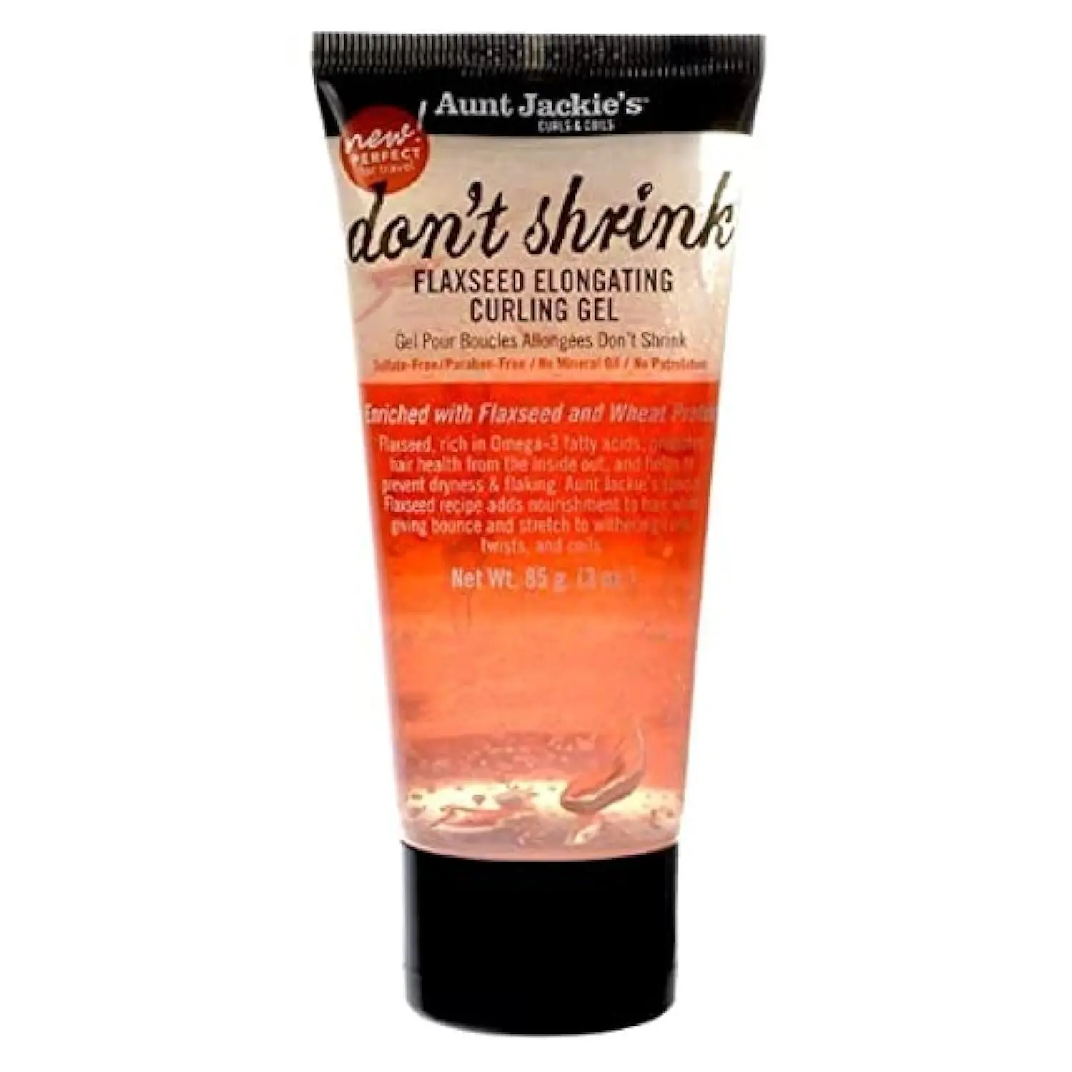 Aunt Jackie's Don't Shrink Elongating Curling Gel, 3 Oz - Nourishing Dry Haircare, Flaxseed Gel for Hair, Curly Hair Styling Product for Soft Curls, Detangles and Adds Moisture