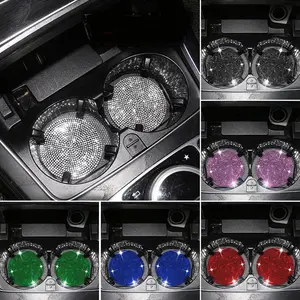 2pcs Car Cup Holder Coasters, Creative Cute Design, Anti-Slip Shockproof, Diamond Storage Tray Pad, Fits Most Vehicles