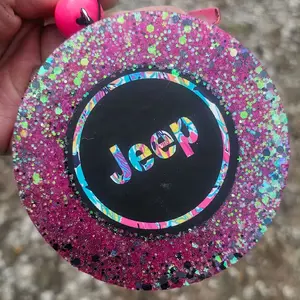 "Jeep" Pink Sparkle Car freshie- Iced Vanilla Woods