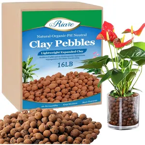 16 LBS  Expanded Clay Pebbles - 4mm-16mm  Leca Balls Lightweight Hydroponic Clay Pebbles Aggregate for Indoor , Hydroponic Growing,  Drainage, Aquaponics