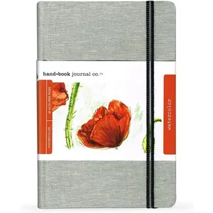 Handbook Watercolor Journal, 8.25"x5.25" Large Portrait, 95lb/200gsm Cold Press Paper, Travelogue, Natural European Linen Cover