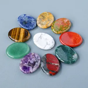 Natural Crystal Thumb Stone, Elliptical No-Hole Polished Stone, Relaxation & Leisure Use, Unique Natural Stone Pattern, Creative Gift