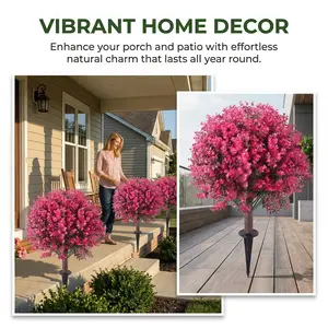 Artificial Topiary Plant for Outdoor Indoor Decor, Faux Greenery Stake Tree for Garden, Porch, Patio, Yard and Home Decoration