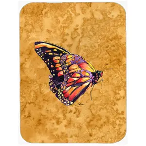 Carolines Treasures  Butterfly On Gold Glass Cutting Board - Large
