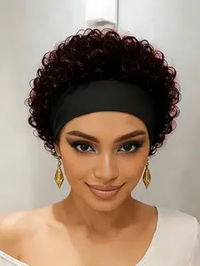 Headband Wig Human Hair Curly Wave Design Wig Pixie Cut Curly Wig Short Culy Headband Wigs for Women Human Hair 150% Density Kinky Curly Wig