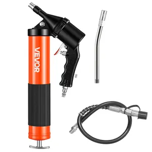 VEVOR Grease Gun, Summervibes,Summervibes, Continuous Cycle Heavy Duty 6000 PSI High Pressure, Pistol Grip Grease Gun Kit with 14 oz Capacity, Includes 18-Inch Flex Hose, 1 Extension Rigid Pipe, 2 Flat Nozzles for Automotive