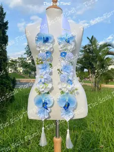 Handmade Floral Ribbon Lei Stole – Personalized Graduation Sash for Seniors