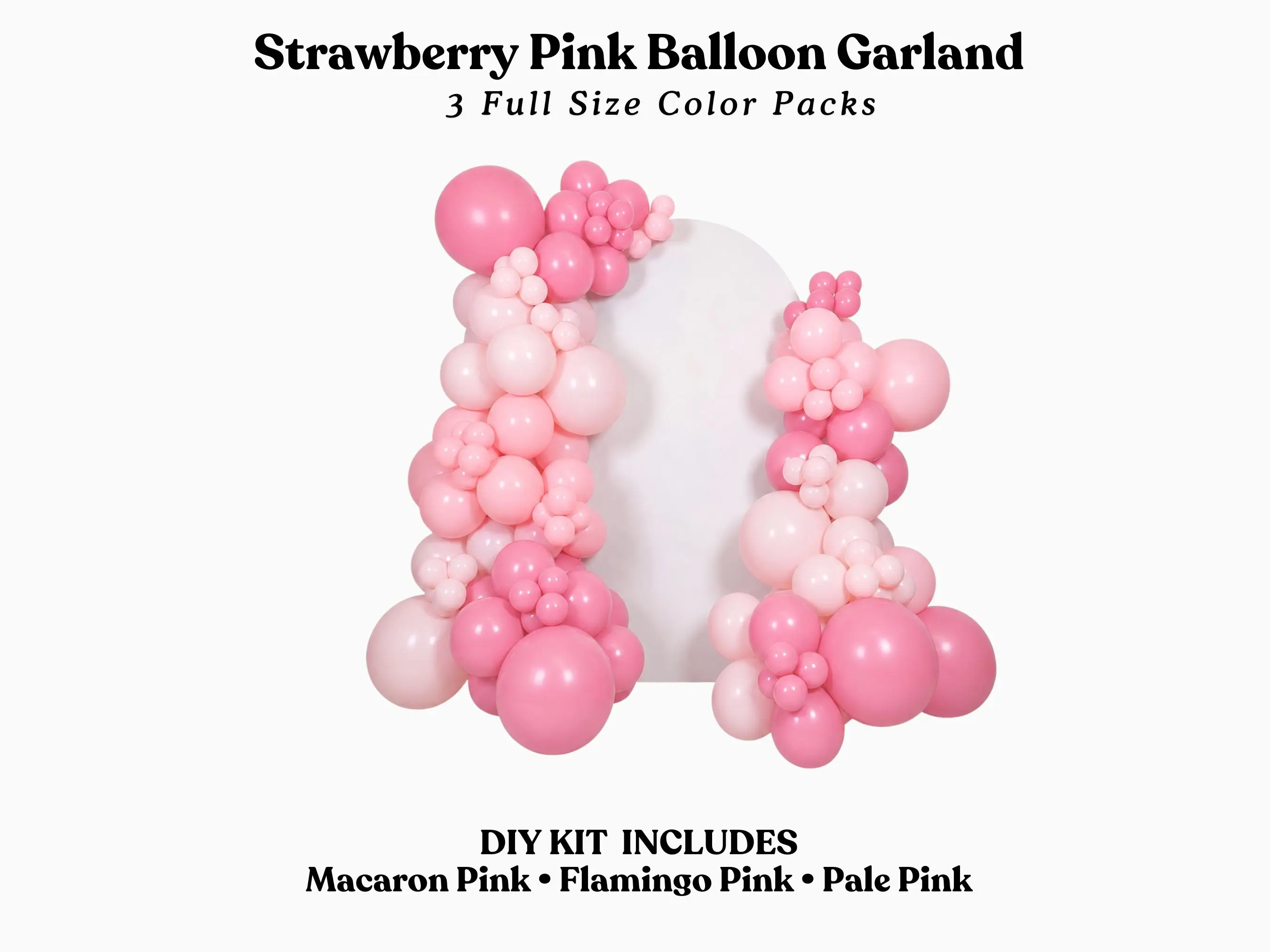 Strawberry Pink Balloon Garland - Macaron Pink, Flamingo Pink, Pale Pink DIY kit