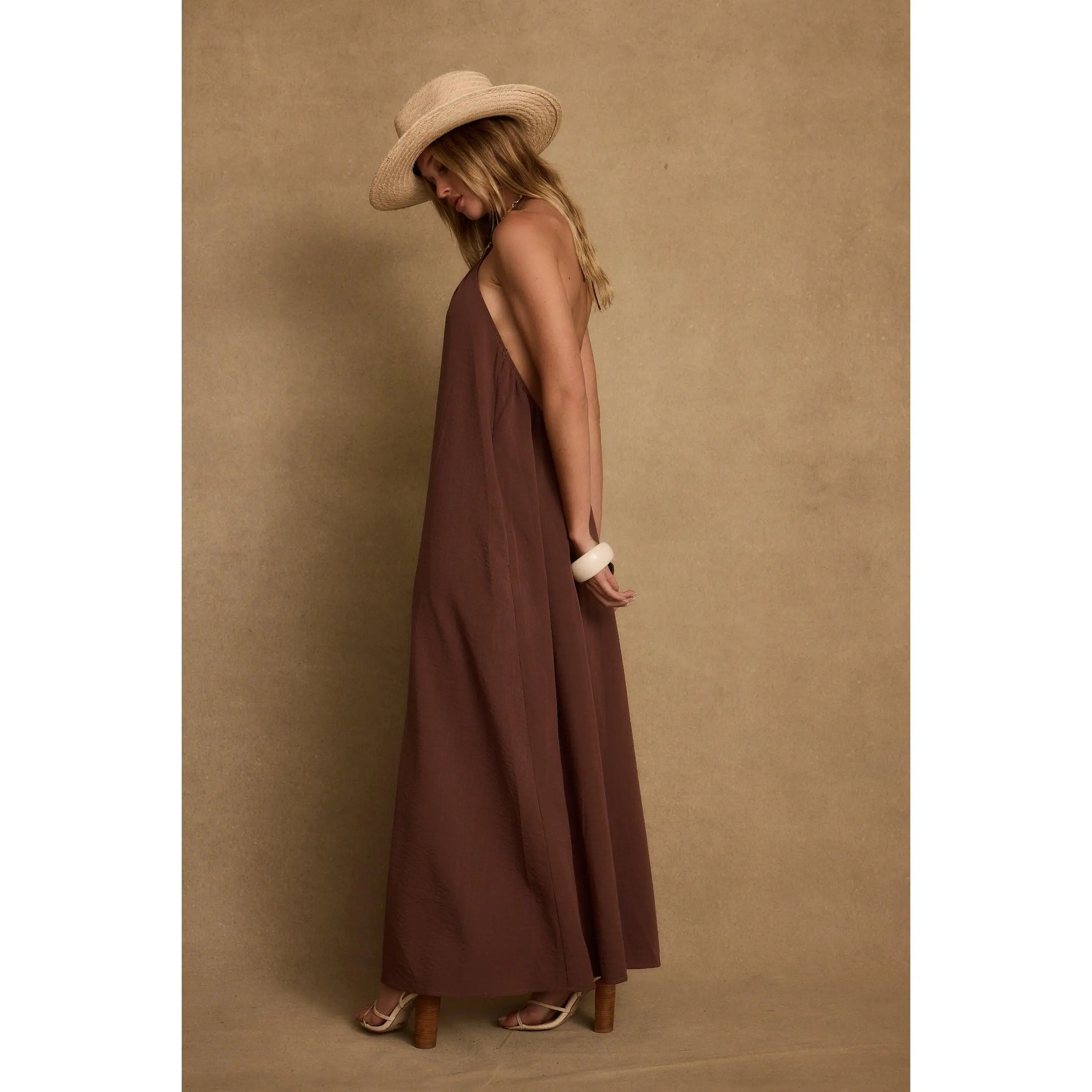knee length dresses for ladies Rove Linen Maxi Dress - Low Back main image 1