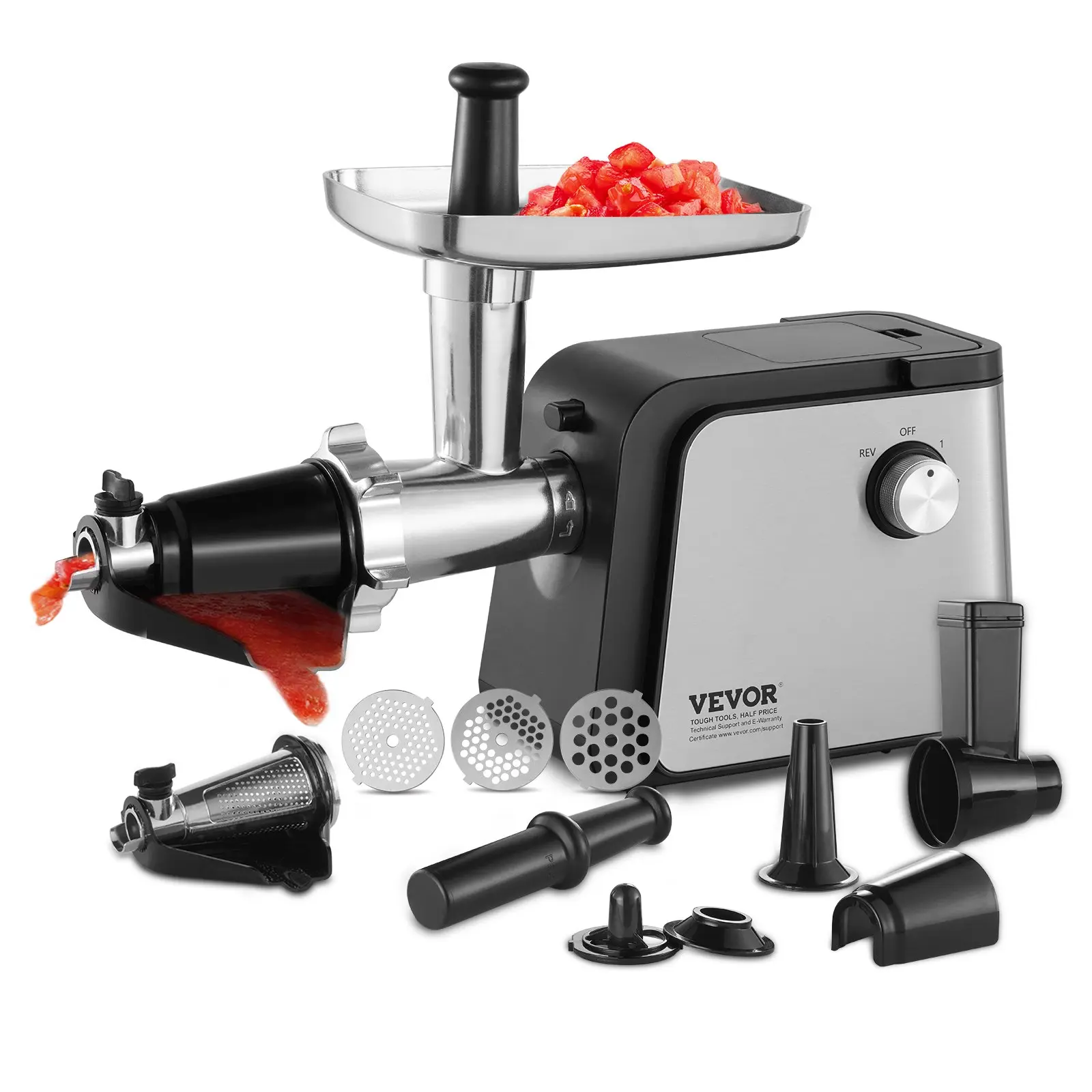 【DealsForYouDays】VEVOR Electric Tomato Strainer, 500W Tomato Sauce Maker Machine, 4.9 LBS/Min Food Strainer and Sauce Maker, Pure Copper Motor Food Mill with Reverse Function for Tomato Strawberry Blueberry Sauce