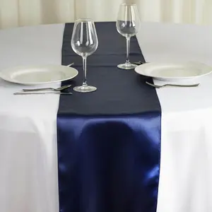 Satin 12"x108" Table Runner Navy Blue - Stylish Table Linen