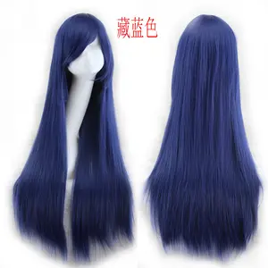 80cm Universal Long Straight Hair Anime Color Female Cosplay Christmas Festival Performance Wig High-Temperature Fiber Full-Head Wig  DIY Messy Bun Hair body