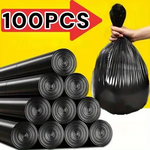 100pcs Black Disposable Trash Bags - 5 Rolls, Multi-Color Vinyl Garbage Bags for Home, Office, Kitchen, Bedroom, Bathroom Cleaning, Durable Plastic Material, Office Supplies | Decorative Bags | Durable Plastic Bags, Trash Can Liners
