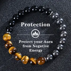 Protection Bracelet Protect Your Aura From Negative Energy Natural Healing Crystal Gorgeous Stone Gemstone Jewelry Energy Love Girlfriend Boyfriend Souvenir Valentine Anniversary New Year Christmas Halloween Birthday Gift