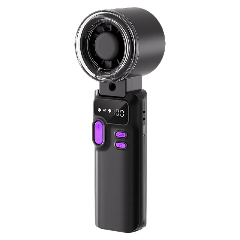 Handheld bladeless fan with spray cooling, small semiconductor air conditioner, ice compress, mini portable neck-hanging fan
