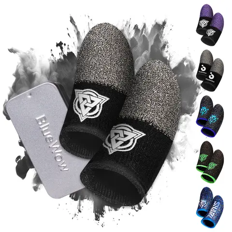 Blueshark SilverFiber Seamless Knitted Thumb Finger Sleeves - Modern, Lightweight Smartphone Gaming Thumb Grip, High-Stretch Elastic, Moisture-Resistant, Anti-Sweat, Breathable, Superconductive, Accurate Sensitivity, Comfortable, Adult Console Accessory