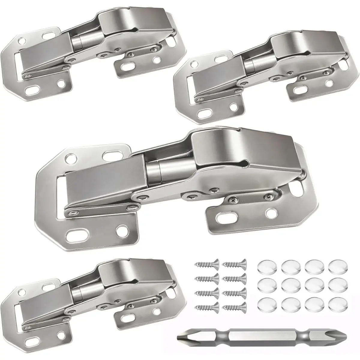 Pack of Hidden Hinges, Soft Close, Surface Mount for Kitchen Cabinet Doors (Frameless), No Pre-drilled