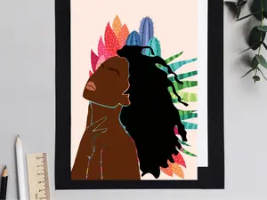 Set of 12 Small Blank Greeting Cards 4.5" x 6" w/ Gold Envelopes | African American Cards | Thank You Card | Birthday Card | Gifts for her