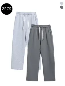 2-Pack Men’s Straight-Leg Casual Pants for Spring/Autumn – Trendy, Versatile Loose Fit Athletic Pants for Fitness & Running