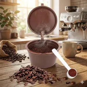 Eco-Friendly Reusable Coffee Capsule Set, Espresso & Pour-Over Brewing Kit with Professional Filter Brush, Portable Coffee Maker for Home and Office, Food-Grade Durable Coffee Equipment.