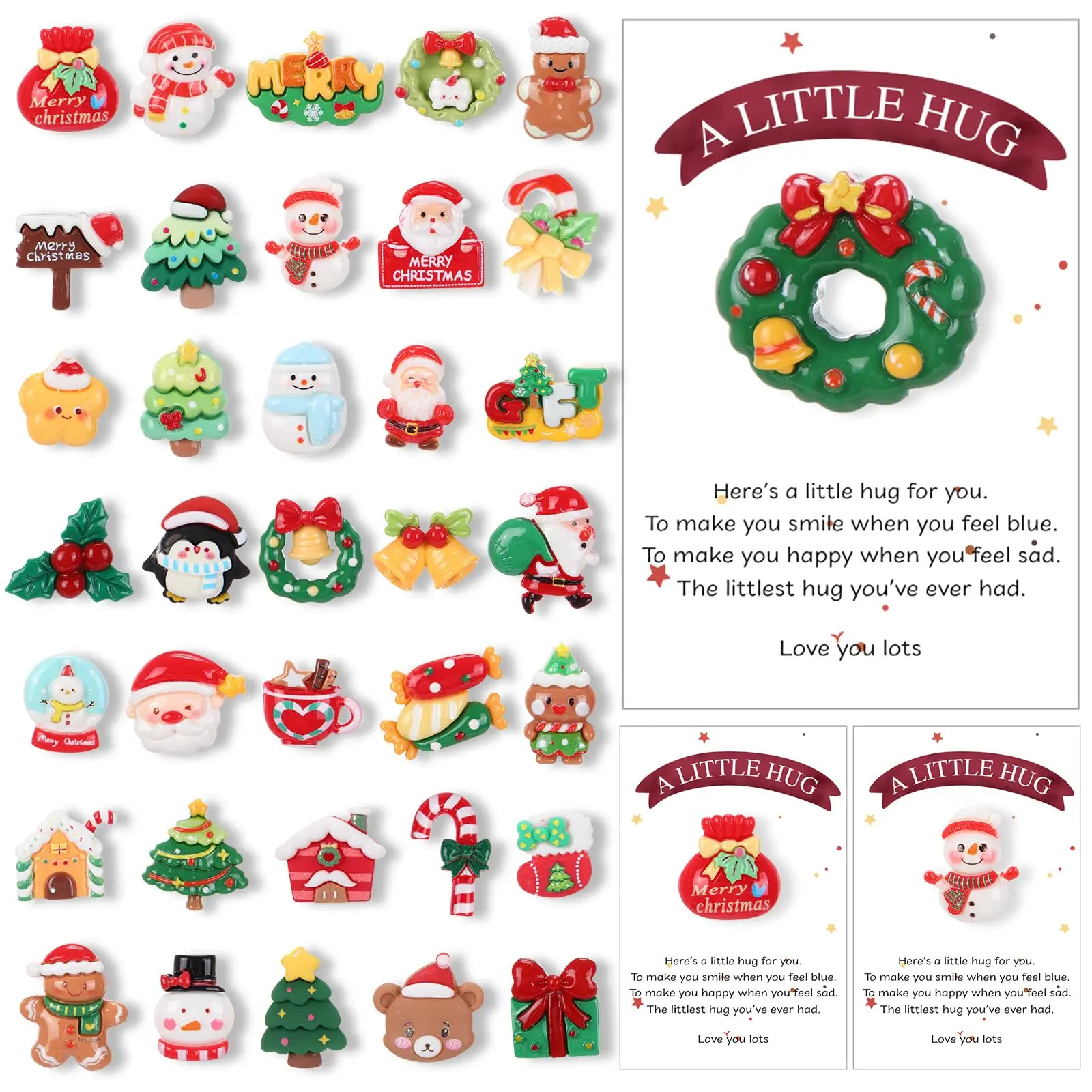 20 Sets Christmas Pocket Hugs Gifts Bulk Mini Christmas Resin Pocket Hug with Heartwarming Cards Emotional Support Decorations for Xmas Coworker Staff Employee Holiday Appreciation Gifts
