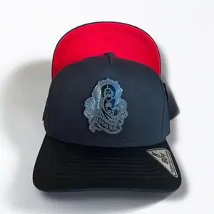 San Judas Hats Black/Red Snapback Curved Cap Unisex Casual Hat with Snapback Closure and Striking Red Accents, Cotton Material