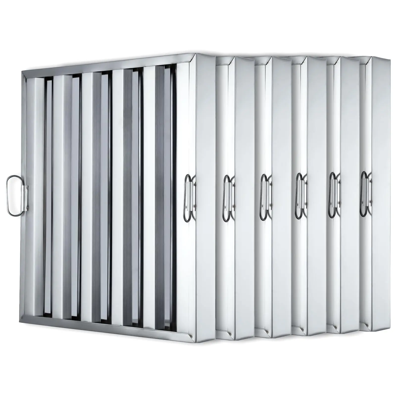 GARVEE 19.5"x24.5" Commercial Range Hood Filters, Pack of 6 430 Stainless Steel 3-Groove Grease Traps for Restaurant Exhaust Hoods & Commercial Kitchens