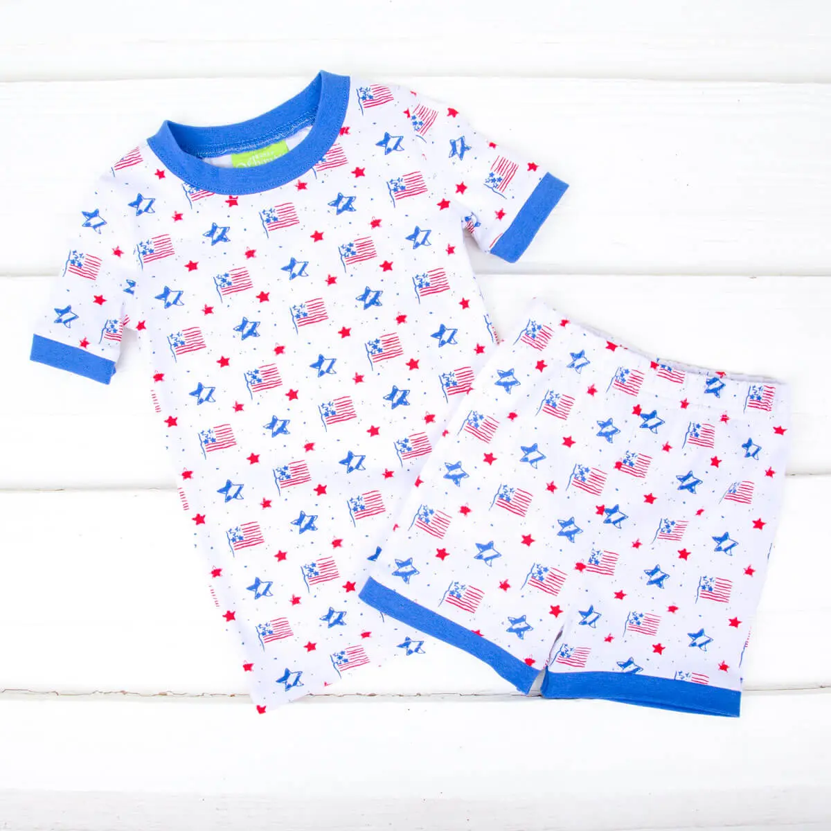 Flag Print Short Pajamas - Cute Kids Patriotic PJs