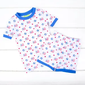 Flag Print Short Pajamas - Cute Kids Patriotic PJs