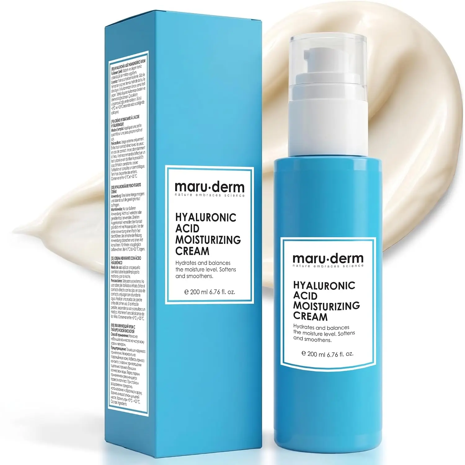 Maruderm Hydrating Moisturizer Cream, Hyaluronic Acid 2% with Niacinamide & Panthenol | Plumping, Long-Lasting Moisture | 6.7 fl. oz. (200 ML)