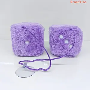 Plush Dice Hanging Ornament, Soft & Scratch-Resistant Auto Parts Accessories, Girly Cars Accessories for Car Rearview Mirror Interior Decoration Pendant