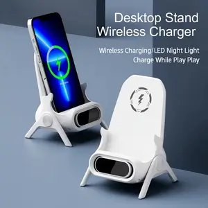 Wireless Charger Stand, Auto-Sensing Phone Holder with Wireless Charging, Multi-Angle Viewing Phone Holder for Car and Home, Charge While Play
