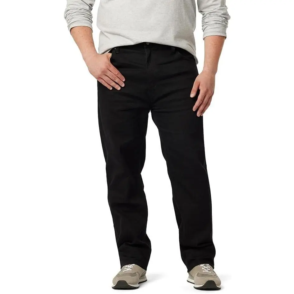 Men's Washed Blue-Black Denim Bottoms, Sturdy Flattering Straight-Leg Stretch Pants, 5-Pocket Slanted Design, Sweat-Wicking Comfortable Fabric, for Daily Outings & Urban Commuting, Matches Graphic Hoodies Sneakers Shirts