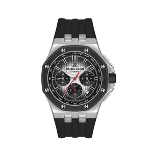 Daniel Klein Exclusive Men Silver/Black Rubber Watch