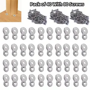 Silvery Desktop Fastener Clip,40Pcs Heavy Duty Eight-shaped Desktop Connectors,Heavy Steel and Galvanized Appearance,with 80Pcs Screws