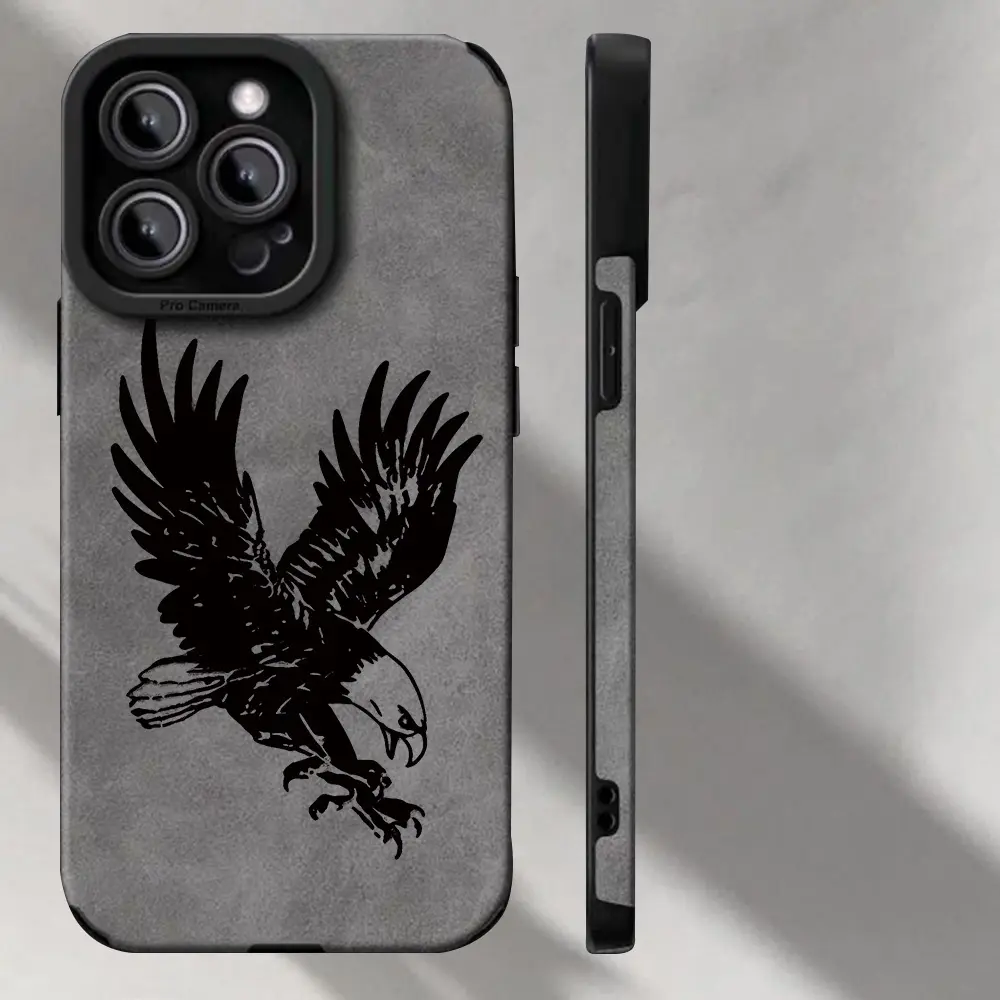 A phone case with an eagle pattern, TPU + leather shockproof full protection case, suitable for iPhone 17/16/15/14/13/12/11 PRO MAX PLUS AIR XS and PROMAX, an ideal gift for friends and family, QBJKTP167