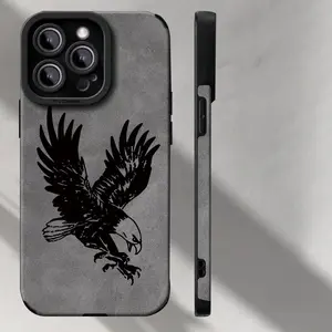 A phone case with an eagle pattern, TPU + leather shockproof full protection case, suitable for iPhone 17/16/15/14/13/12/11 PRO MAX PLUS AIR XS and PROMAX, an ideal gift for friends and family, QBJKTP167