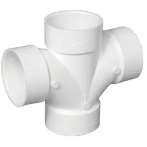 PVC004281200HA Double Sanitary PVC Tee, 4 in.