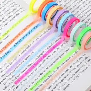 10 Rolls of Highlighter Tape, Removable Colored Clear Highlighter Tapes, Fluorescent Neon Annotation Supplies for Teachers, Students Reading Class Notes, Home Office