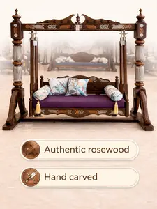 Large Hand Carved  Rosewood Porch Swing