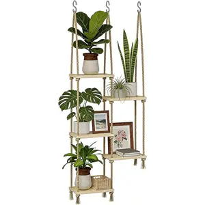 Window Plant Shelves,Plant Hanger Floating Shelves,Window Plant Holder,Wood Plant Wall Shelf for Boho Living Room Bedroom Wall &