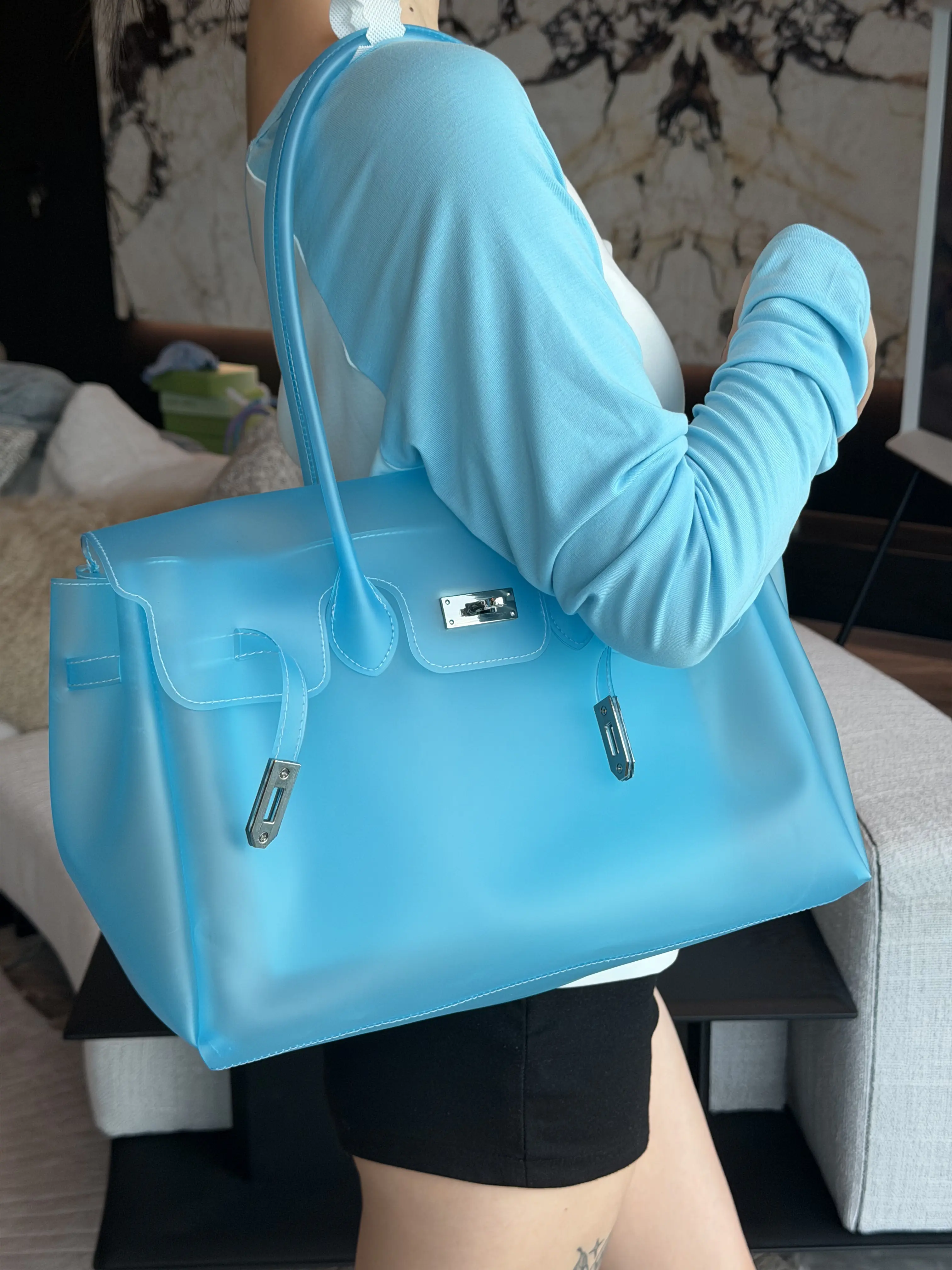 Transparent Jelly Shoulder Bag for Women, Summer TPU Handbag, Beach Tote Purse, Lightweight Crossbody Bag for Vacation & Daily Outfit