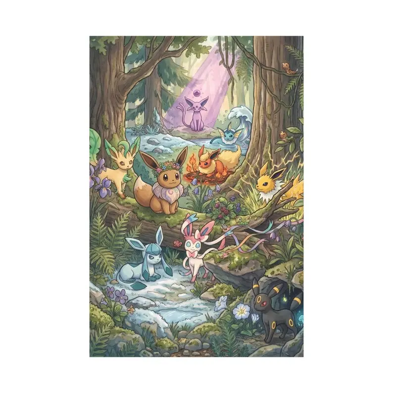 Forest Eeveelutions Vinyl Peeker Poster, Motivational Wall Art for Men, Gift Idea for Him, Unframed Wall Art, Home Decor