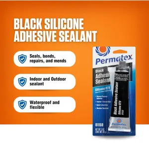 Permatex 81158 Black Silicone Adhesive Sealant, 3 oz. Tube, Pack of 1