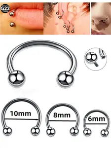 1pcs G23 Titanium 16g Ball Horseshoe Rings, Helix Tragus Earring, Nose Lip Rings, Titanium Nose Hoops, Circular Septum Piercing Jewelry, 6-10mm Piercings Jewelry