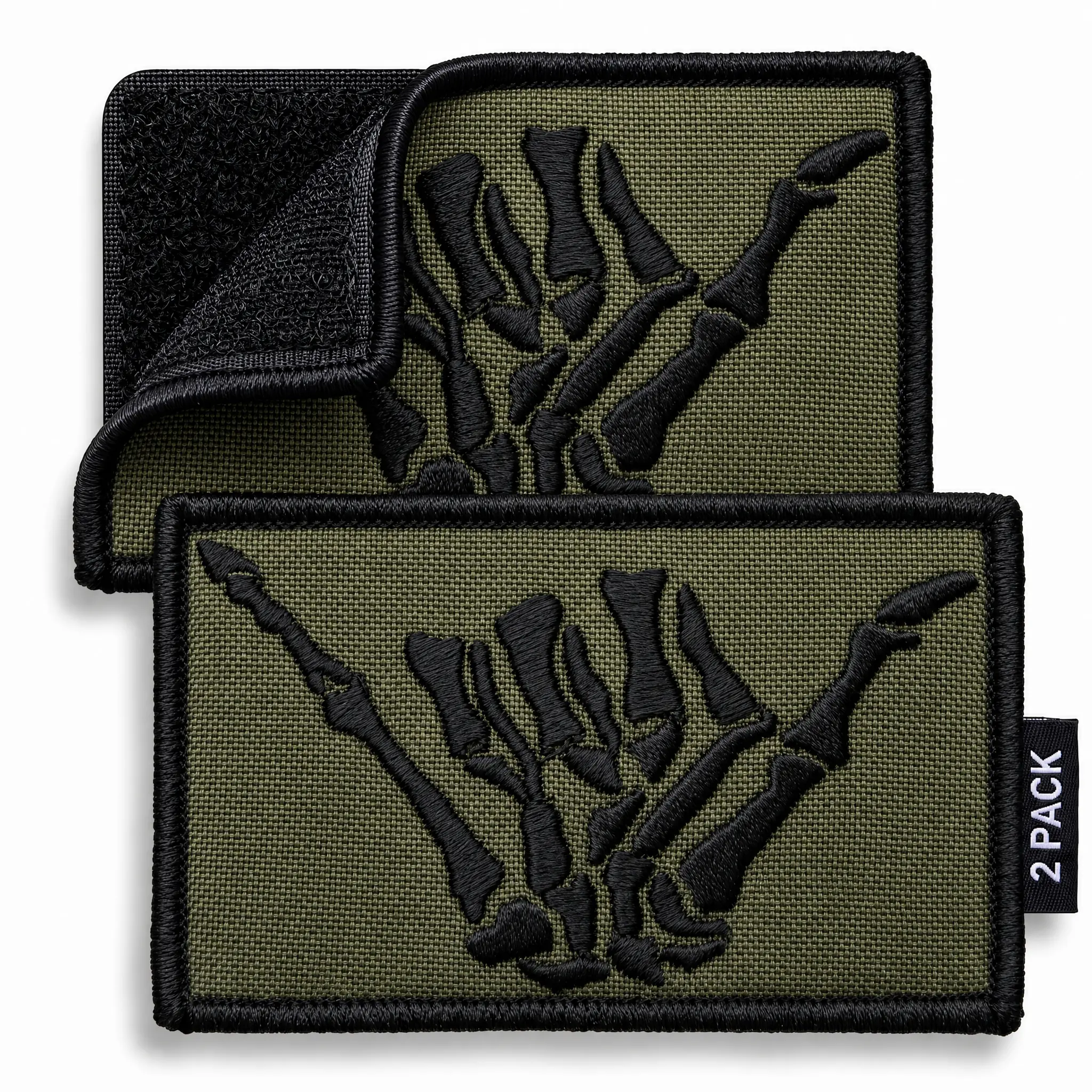 Shaka Hand Patch Set (2-Pc), Embroidered Hook & Loop