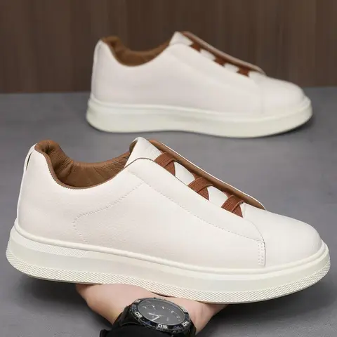Urbest.us Men’s Casual Waterproof Non-Slip White Sneakers, Outdoor Sport Shoes, Warm Slip-On Shoes for Men, Minimalist Design, No Laces Needed, Stylish Everyday Footwear,comfortable and non-slip, oversize size 10
