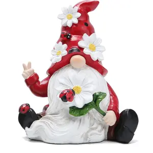 Hodao Ladybug Spring Gnomes Decorations for Home Table, Porch, Garden Yard Ladybug Elf Ornaments Decor Spring Gnome Figurines Decor for Outdoor Garden Birthday Gifts for Mom, Grandma