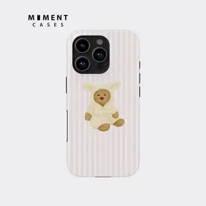 Pink Stiped Jelly Cat Teddy Bear Phone Case For iPhone, Samsung and Google Pixel, Jellycat Tough Phone Case S